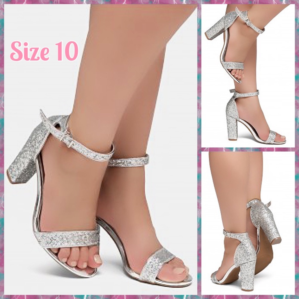 Shoe Land Chunky Block Open Toe Ankle Strap Heels